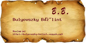 Bulyovszky Bálint névjegykártya